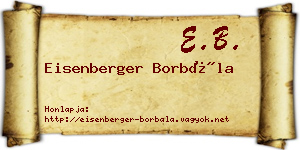 Eisenberger Borbála névjegykártya